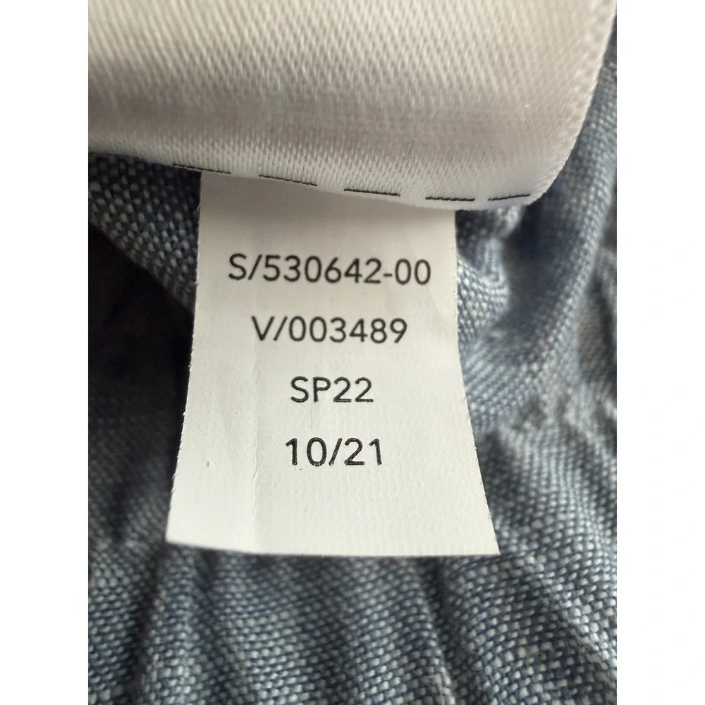 ATHLETA Cabo Tide Linen Jogger Sz 12 Travel Resort 100% Linen Pant Blue #FFF6-4